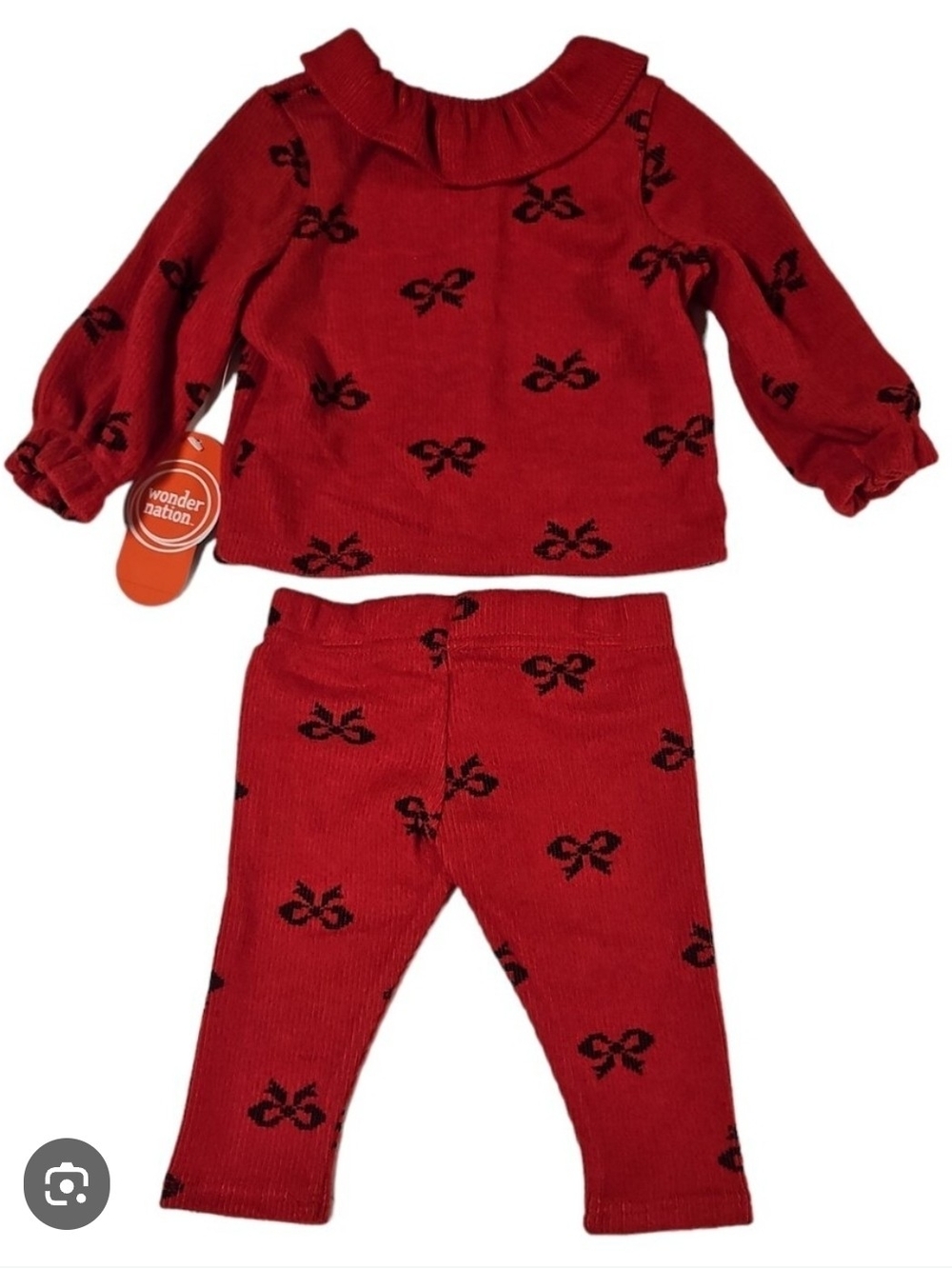 Wonder Nation Red Bow Knit Kids Pajama Set